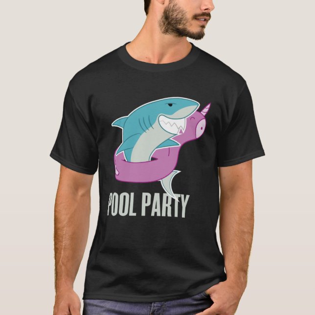 Pool Party  Shark Unicorn Fishing T-Shirt (Vorderseite)
