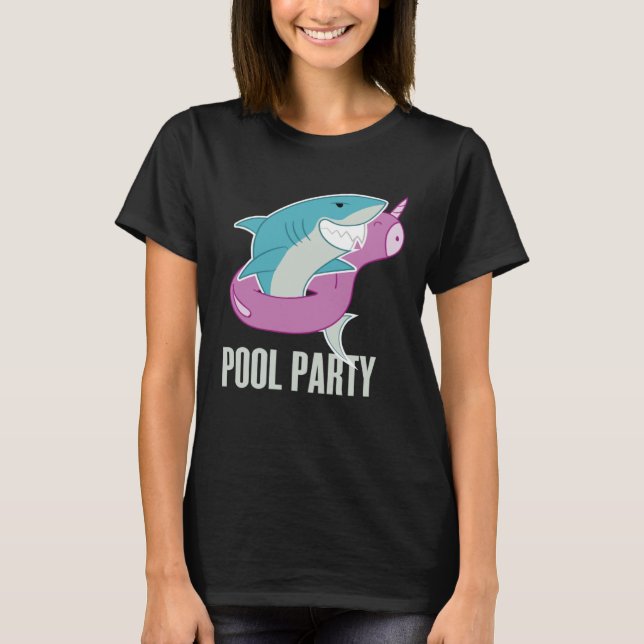 Pool Party  Shark Unicorn Fishing T-Shirt (Vorderseite)