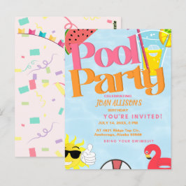 Pool Party Sommer Geburtstag Einladung Wassermelon Postkarte