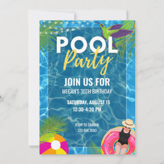 Pool Party Sommer Geburtstag Erwachsene Teenage Pa Einladung