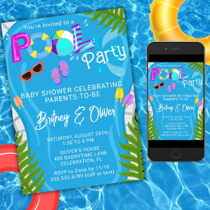 Pool Party Sommer Gender Neutral Baby Dusche Einladung