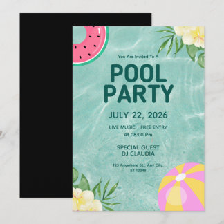 Pool Party Sommergeburtstag Einladung