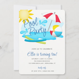 Pool Party Sommerspass Geburtstag Einladung
