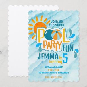 Pool Party Spaß Geburtstag Einladung