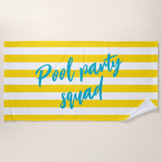 Pool Party Squad Cute Yellow and White Striped Strandtuch
