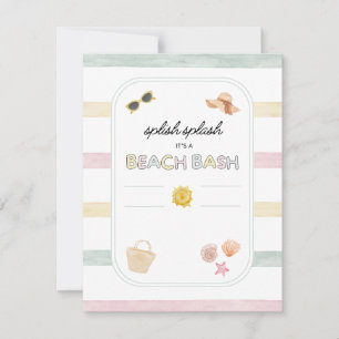 Pool Party Strand Moderne farbenfrohe Babydusche o Feiertagskarte