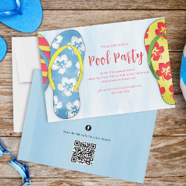 Pool Party Summer Beach Tropical Flip Flops Einladung