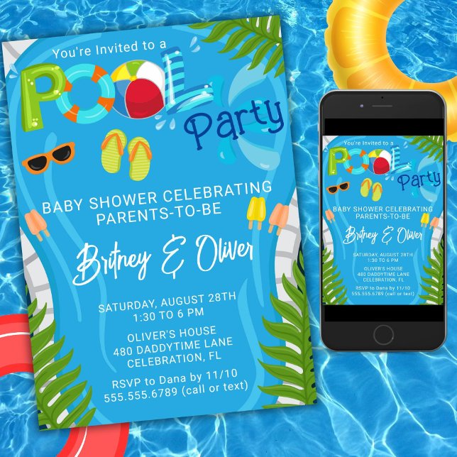 Pool Party Summer Boy Baby Dusche Einladung (Von Creator hochgeladen)