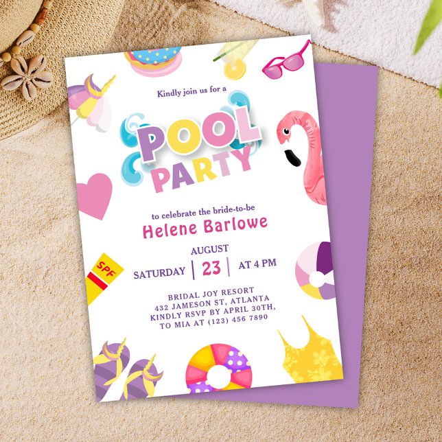 Pool Party Summer Brautparty Einladung (Pool Party Summer Bridal Shower Invitation)