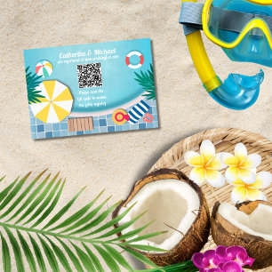 Pool Party Summer Brautparty QR-Code Begleitkarte