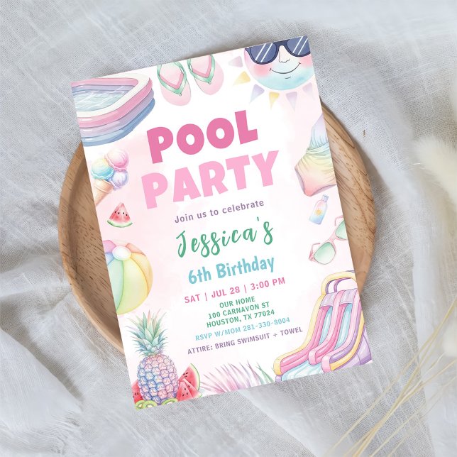 Pool Party - Summer Girl Birthday Party Einladung (Von Creator hochgeladen)