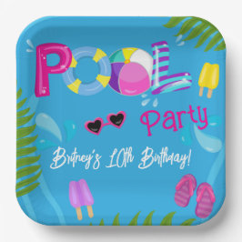 Pool Party Summer Girl Geburtstagsparty Pappteller