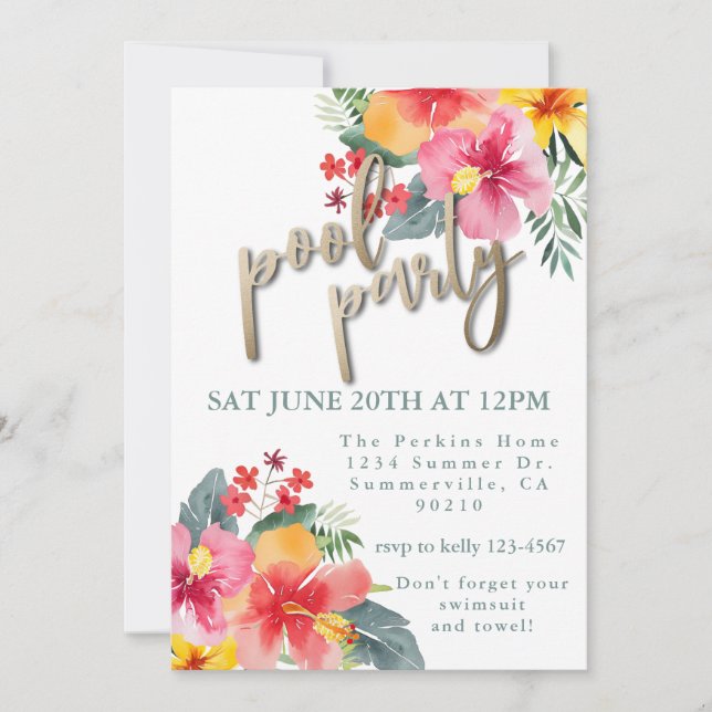 Pool Party Summer GRILLEN Einladung (Vorderseite)