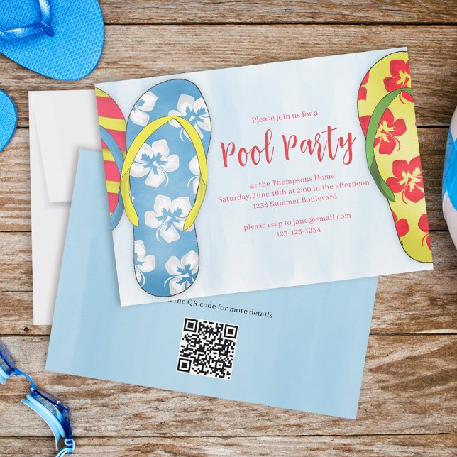 Pool Party Summer Tropical Beach Flip Flops Einladung (Von Creator hochgeladen)