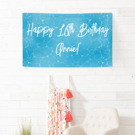 Pool Party Sweet 16 Water Blue Minimalistisch Banner