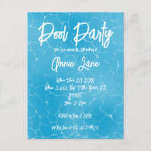 Pool Party Sweet 16 Water Blue Minimalistisch