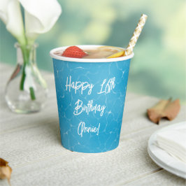 Pool Party Sweet 16 Water Blue Minimalistisch Pappbecher