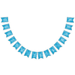 Pool Party Sweet 16 Water Blue Minimalistisch Wimpelkette