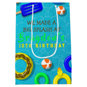 POOL PARTY SWIM Geburtstagsgeschenk Favor Tags Mittlere Geschenktüte