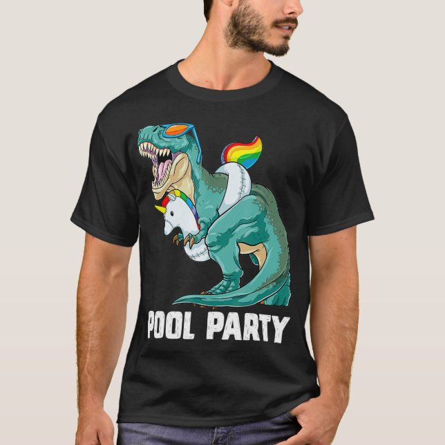 Pool Party T Rex Dinosaur Einhorn Float Summer Rai T-Shirt (Vorderseite)