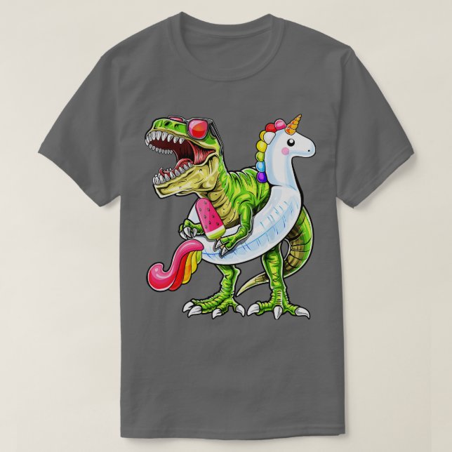 Pool Party T Rex Dinosaur Einhorn Float Summer Shi T-Shirt (Design vorne)