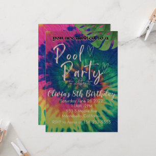 Pool Party Tie Dye Einladung Pool Geburtstag