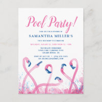 Pool-Party | Tropical Blue Pink Flamingo Geburtsta