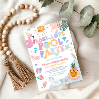 Pool Party Tropical Summer Birthday Invitation Einladung
