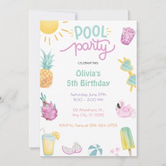 Pool Party Tropischer Sommer Pool Geburtstagsparty Einladung