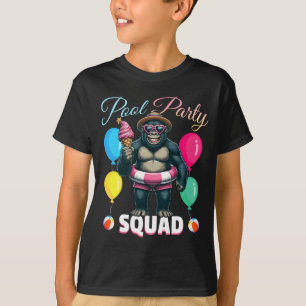 Pool-Party-Truppe lustiger Gorilla Sommerferien T-Shirt