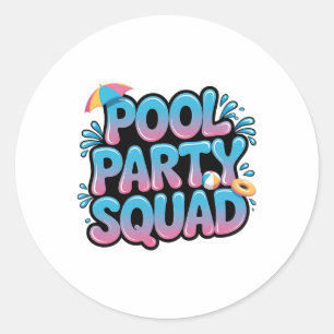 Pool Party-Truppe Sommer Geburtstag Kreuzfahrt Url Runder Aufkleber