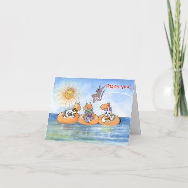 Pool-Party Vielen Dank Note Card Dankeskarte