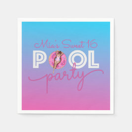Pool Party Wasserfarbe Ombre Donut Float Party Serviette