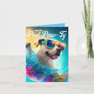 Pool Paw-Ty Einladung, Pool Welpe Geburtstagsparty Einladung