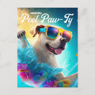 Pool Paw-Ty Einladung, Pool Welpe Geburtstagsparty Postkarte