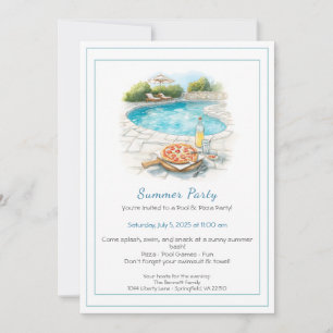 Pool- & Pizza-Sommerparty-Einladung Einladung