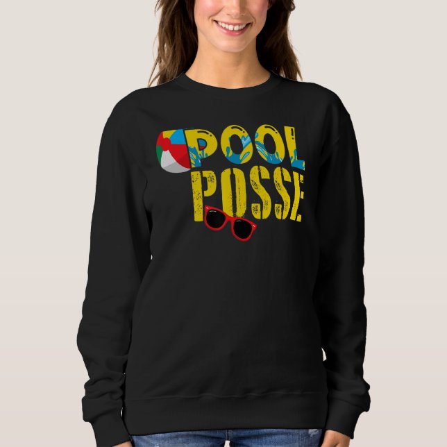 Pool Posse Beach Ball und Sonnenbrille Funny Pool  Sweatshirt (Vorderseite)