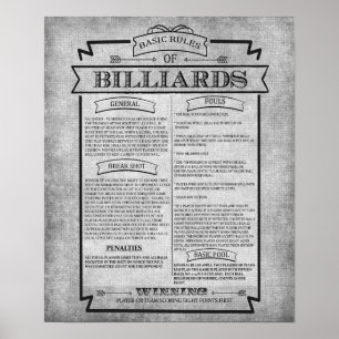 Pool Room Print 8 Billard Spielregeln Poste Poster