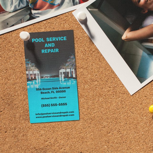 Pool Service and Repair Business Card Visitenkarte (Von Creator hochgeladen)