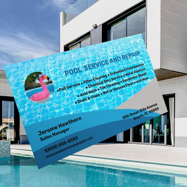 Pool Service and Repair Business Card Visitenkarte (Von Creator hochgeladen)