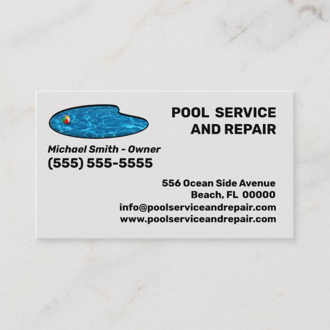 Pool Service and Repair Business Card Visitenkarte (Vorderseite)