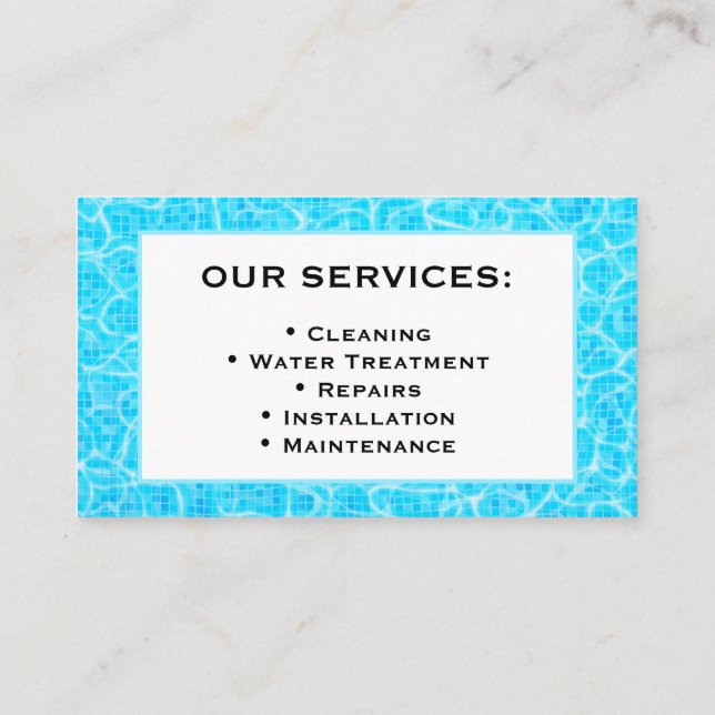 Pool Service Business Card Template Visitenkarte (Rückseite)