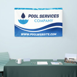 Pool Services | Blaue Wasserwelle | Schwimmbad Banner