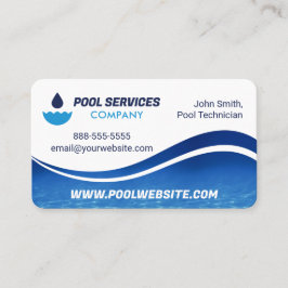 Pool Services | Blaue Wasserwelle | Schwimmbad Visitenkarte