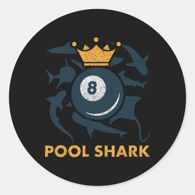 Pool Shark Billiards Pool Billiards Hall Player Ba Runder Aufkleber (Vorderseite)
