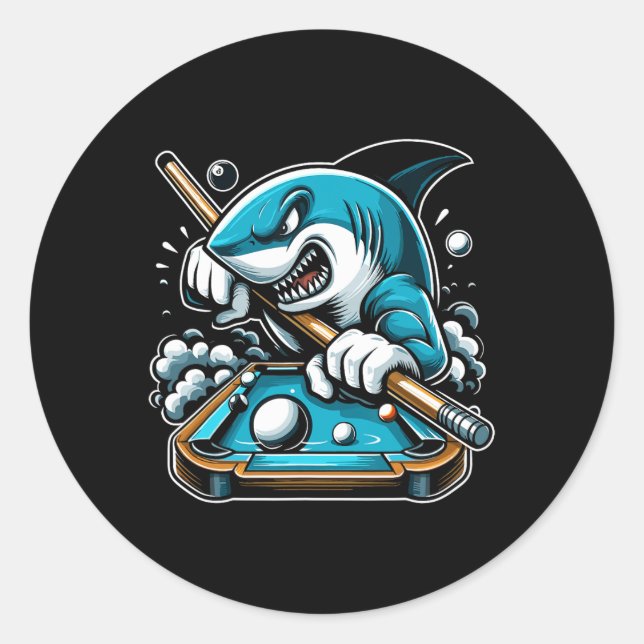Pool Shark Funny Pool Player Billiard 8- Runder Aufkleber (Vorderseite)