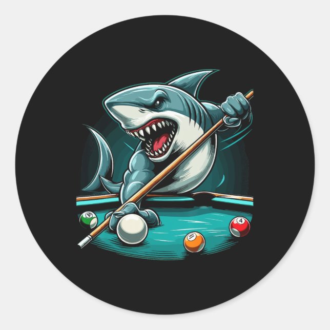 Pool Shark Funny Pool Player Billiard 8- Runder Aufkleber (Vorderseite)