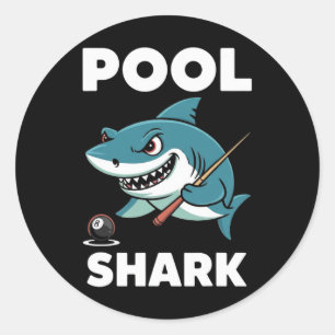 Pool Shark Snooker Player Funny Billiard Runder Aufkleber