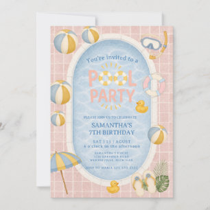 Pool Sommer Kind Schwimmen Party Geburtstag Einladung
