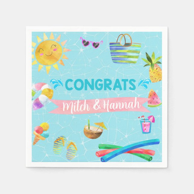 Pool Sommer Mädchen Dusche Servietten. Serviette (Vorderseite)